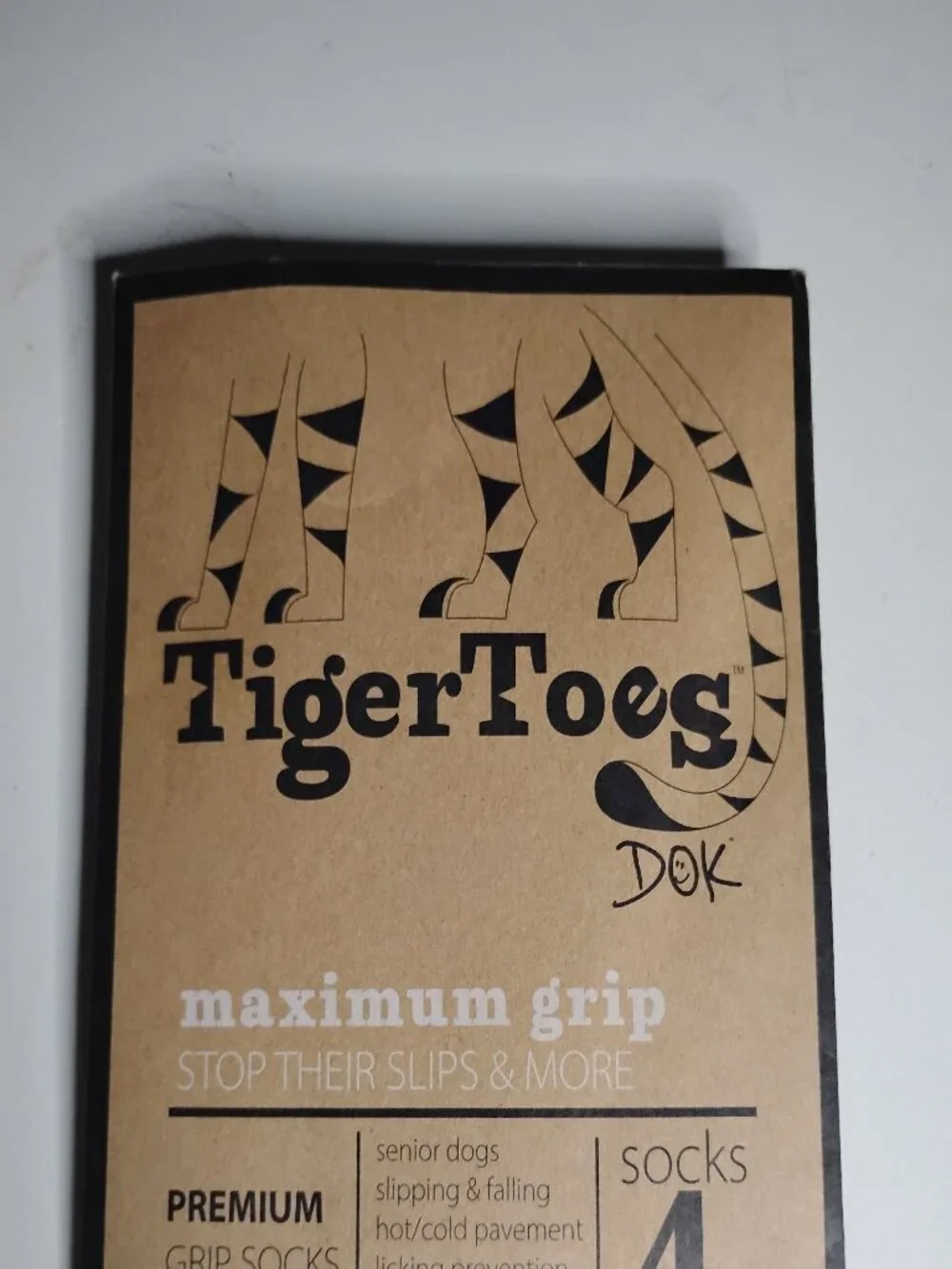TigerToes DOK Premium Grip Socks for Dogs Small 4 Pack Black Gray Maximum Grip
